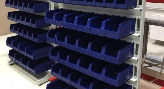 Стеллажи односторонние для лотков 3-х типоразмеров серии S-BOX