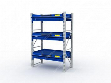 Стеллаж с выкатными платформами S-HEAVY 1000/1300 (3 яруса хранения)