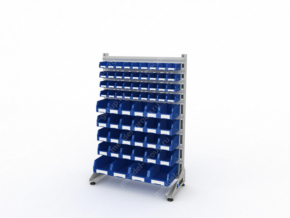 Стеллаж для пластиковых лотков S-BOX односторонний 1500x1000x450.05