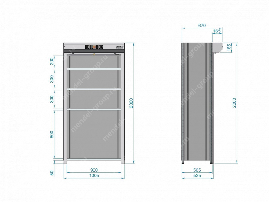 Металлический роллетный шкаф ROLL-BOX SIMPLE 10.05.5.V1