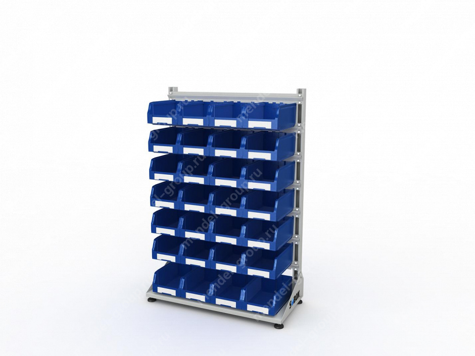 Стеллаж для пластиковых лотков S-BOX односторонний 1500x1000x450.03